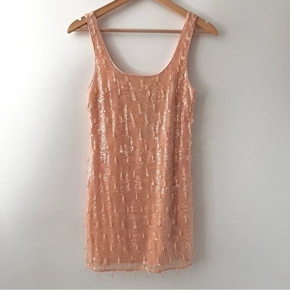 New SIMKHAI | Pallas Lily Peach Orange Beaded Tassel Fringe Mini Dress New NWT 0 - Picture 8 of 13